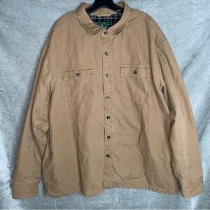 G.H. Bass & Co. Plaid Lined Button Up Shacket Coat 100% Cotton Tan XXL